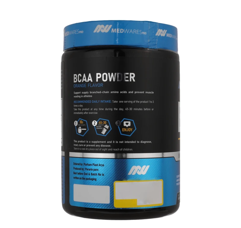 پودر بی سی ای ای با طعم پرتقال مد ویرز پرو 300 گرم | BCAA Powder Orange Flavored by medwares Pro 300g